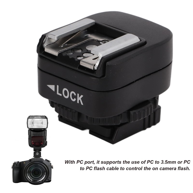 Hot Shoe Adapter, with Extra PC Sync Connection Port, Hotshoe