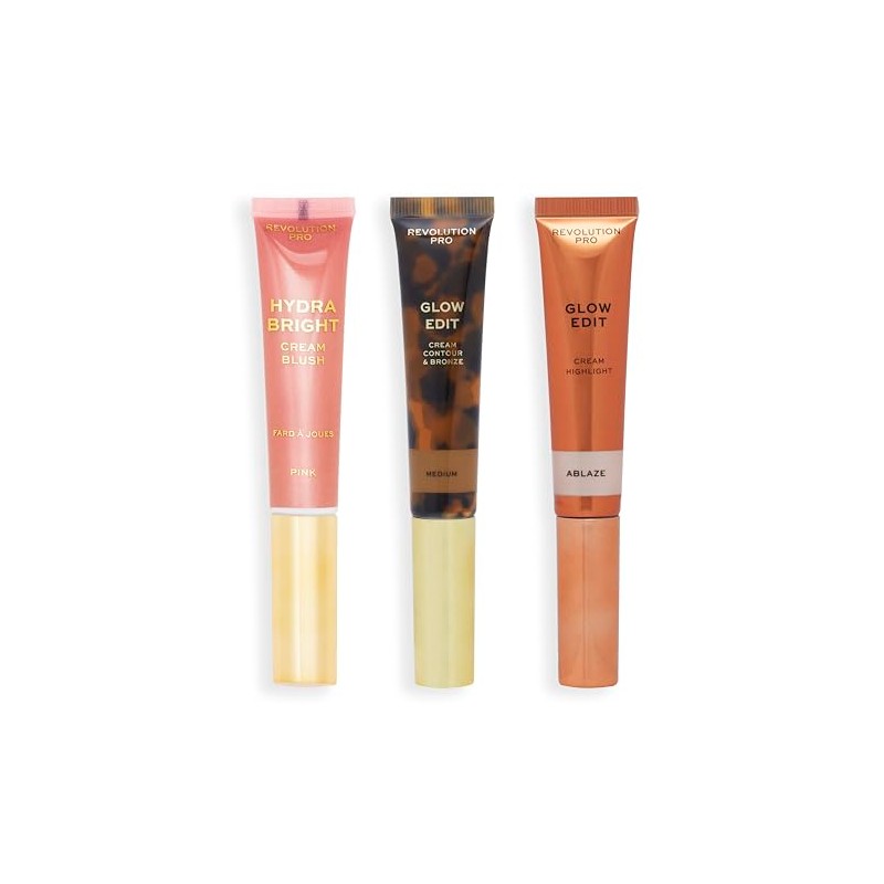 Revolution Pro Cream Face Wand Trio, Cream Contour, Blush &