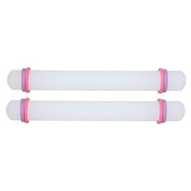 2Pcs Rolling Pin with Thickness Rings, Adjustable Plastic Rolling Pin Set Non-Stick Small Rolling Pins Pastry Brushes Dough Roller, Dough Roller Baking Accessory for Pizza, Pasta, Cookie, Pastry