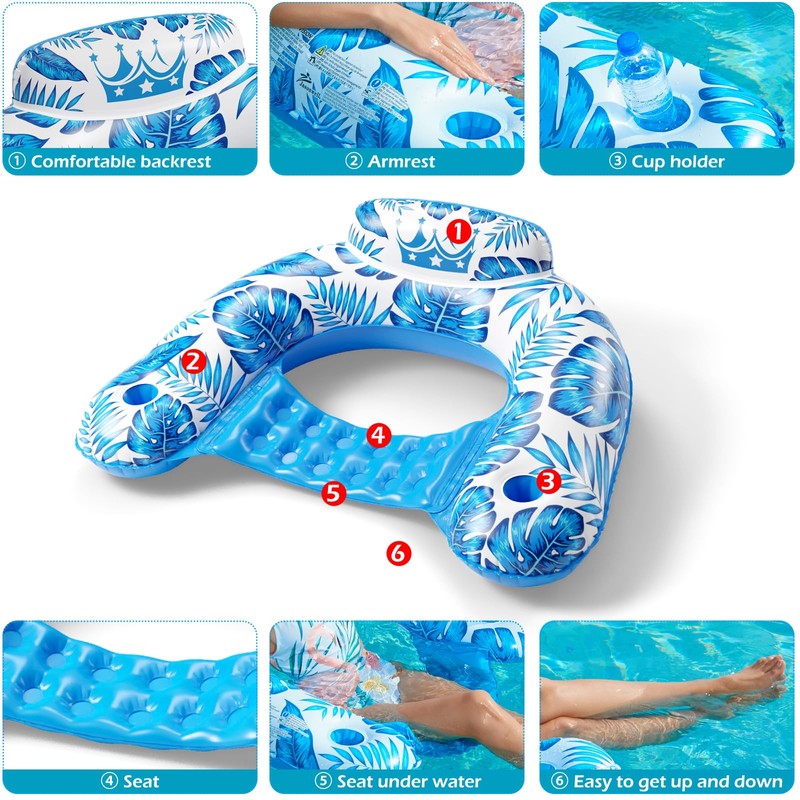 Jasonwell Pool Float with Canopy - Inflatable Pool Floaties Adult