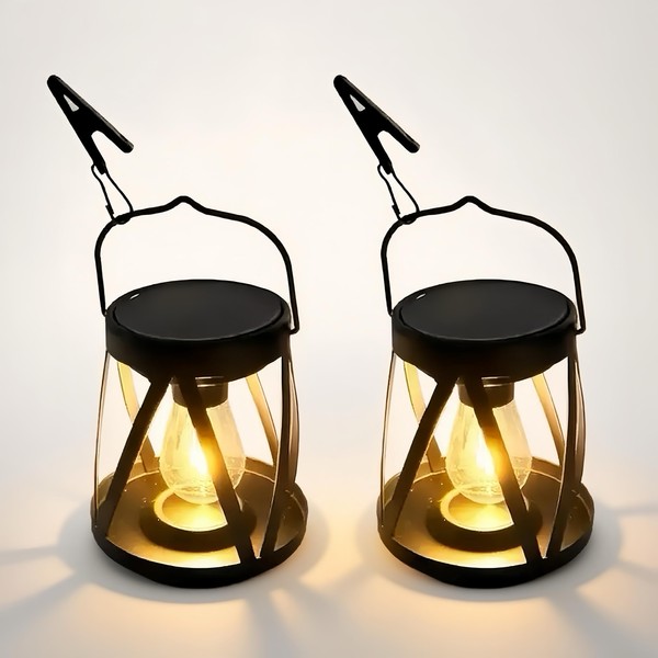 Liuyife Solarlampen für Außen Hängend, 2 Stück Metall Solar Laternen