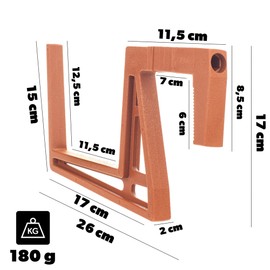 KADAX Plastic Balcony Box Holder, Flower Box Holder, No Drilling, Adjustable Hooks and Holder for Flower Box, Balcony Box Holder for Balcony (Brick Red, Set of 2)