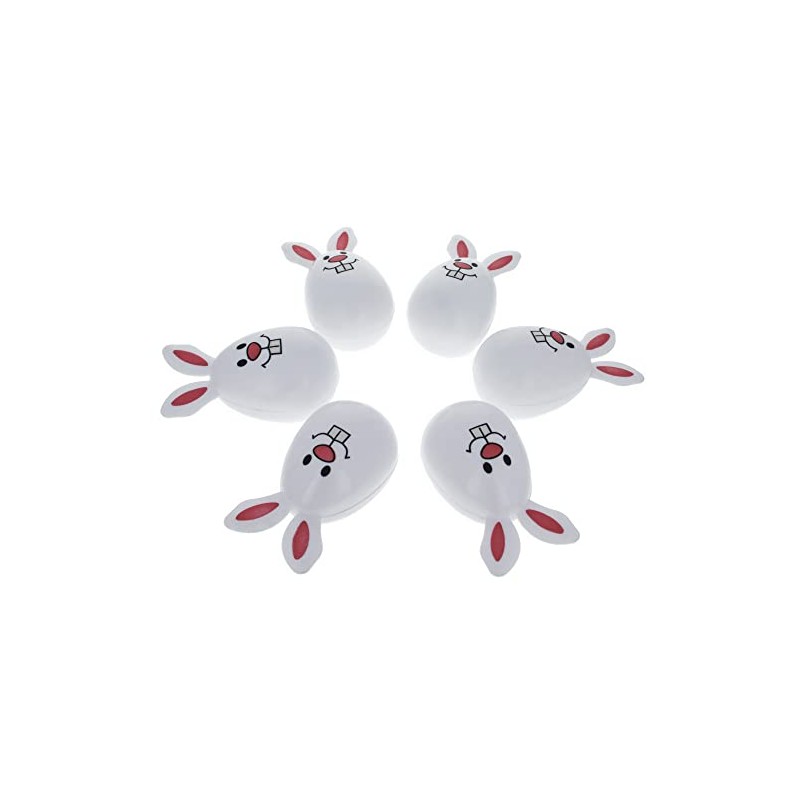 Whimsical Easter Delight: Set of 6 White Smiling Bunny Plastic