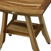 HomeRoots Compact Rectangular Teak Shower Outdoor Bench With Shelf In