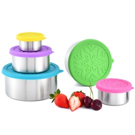 UPTRUST Stainless Steel Containers with Lids, 5-Pack Leakproof Food Containers, Nesting Snack Containers, Metal Lunch Container, Stainless Steel Lunch Box Containers