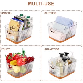 VECELO Refrigerator Organizers Containers, Durable PET Clear Storage Bins, Space Saving, Clear View, Contain Spill, Clear Organizer for Kitchen, Laundry, Closet, Set of 2