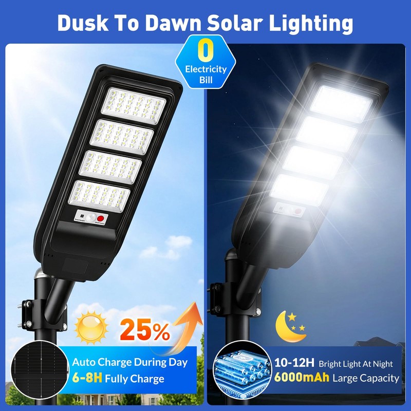 Solar Street Lights Outdoor Waterproof, 4-Pack LED Flood Lights with