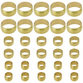 SG Store Pack of 30 Brass Compression Sleeves Fittings Brass Compression Sleeves Wire End Ferrules for Copper Pipe Fittings 8 mm 10 mm 16 mm Inner Diameter