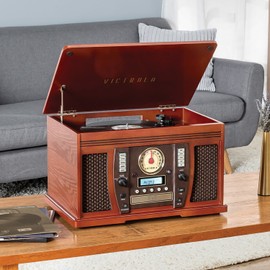 Victrola Aviator Signature 8-in-1 Record Player - Mahogany