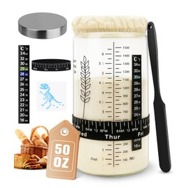 50oz Sourdough Starter Jar Kit, Large Capacity Sourdough Jar, Wide Mouth Sourdough Bread Starter Kit for Perfect Sour Dough Bread, Sourdough Starter Kit (Black, 1 Pack)