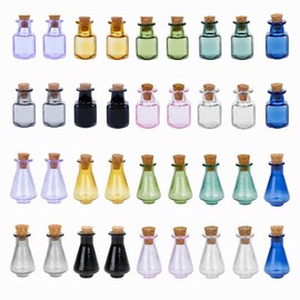 Xbpeuy 36 PCS Colorful 2ml Mini Glass Bottles, Miniature Glass Bottles with Cork Stopper, Cute Mini Tiny Spell Jars, Magic Potion Bottle, Perfumes Essential Oils