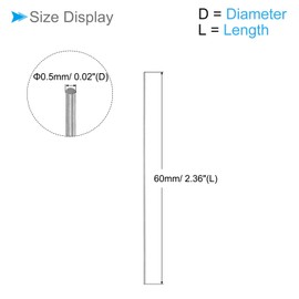 CoCud 10pcs Round Steel Rod, Diameter 0.5mm, Length 60mm, High Speed Steel Bar for Crafts DIY for Drills, Lathes, Boring Machines