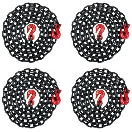 4-Pack Falcon Cargo 5/16" X 12' Grade 80 Transport Binder Chain - 4500LB WLL - Clevis Grab Hook, Tie-Down, Towing