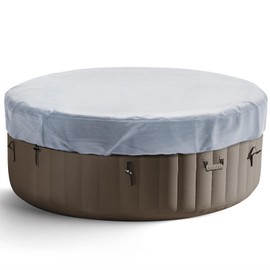Round Hot Tub Cover 420D Polyester Waterproof Spa Covers for Hot Tub Replacement Outdoor Patio Hot Tub Protector (Grey, 83" Dx12 H)