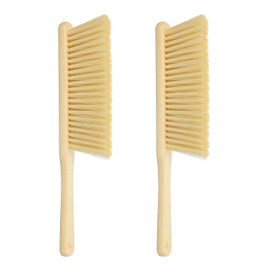 sourcing map 2pcs Wooden Dust Brush, 14 Inch Hand Broom Cleaning Brush Soft Bristle with Wood Handle for Bench, Car, Sofa, Bed, Fireplace Yellow