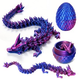 3D Printed Dragon, 3D Printed Dragon Egg, Mysterious Dragon Toy, 3D Printed Dragon in Egg Inside, Home Office, Desk Decoration, Adults, Children, Gifts Toy (Laser Purple)