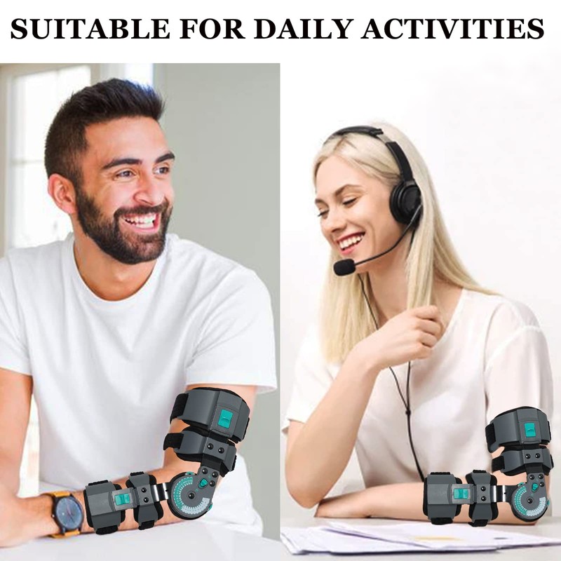 DOUKOM Hinged ROM Elbow Brace, Adjustable Post-Op Splint Stabilizer for