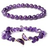SSKHE Amethyst bracelet, natural amethyst crystal butterfly bracelet, 6.5-7 inches,