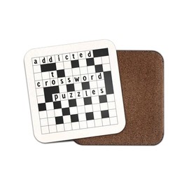 Addicted to Crossword Puzzles Square Coaster - Words Games Joke Funny Hobby Fan Kids Boys Girls Dad Mum Kitchen Family Drinks Home #82312