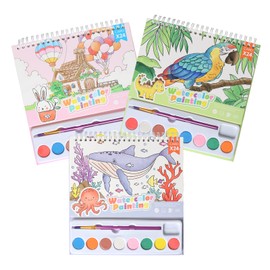 WADAYEY- 3Pack Pintura con libros de agua para niños pequeños,Libros para Pintar con Agua para Niños Pequeños, Juegos de Acuarela para Niños de 3-5, 4-8 Años, Manualidades de Animales y Regalos de Cumpleaños para Niños y Niñas (Animales+Océano+Casa)