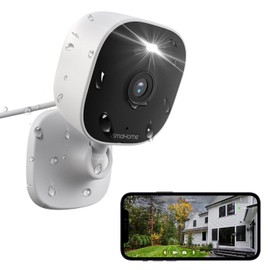 VSMAHOME Security Camera Outdoor, 2K WiFi Camera with 8X Zoom, Plug-in Home Camera with Spotlight, IP66 Waterproof, 2-Way Audio, Color Night Vision, Smart AI Detection, Siren Alert, Works with Alexa