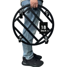 Hongsane 18" Round Plant Stand with Wheels Heavy Duty,Large Metal Plant Caddy Indoor Outdoor Use,Rolling Plant Dolly with Industrial Casters,Rust-Proof Black Plant Tray for Large Planters Pots,1-Pack