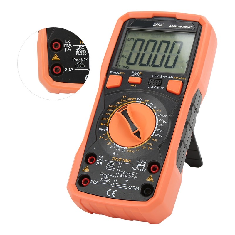 9808+ High Accuracy Digital Multimeter Multifunctional Electrical Tester Measuring AC