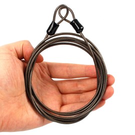Bike Lock, Cable Lock 6.56 Ft 2.5mm Dia, Security Cable, Steel Cable with Loops for Bicycles, Luggage, Packages, Doors,Fences Etc (Black)