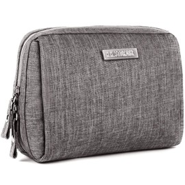 Portable Makeup Bag Travel Small Cosmetic Pouch Organizer Zipper Make-up Waterproof Toiletry Storage Handbag for Women Girls Purse,Gray