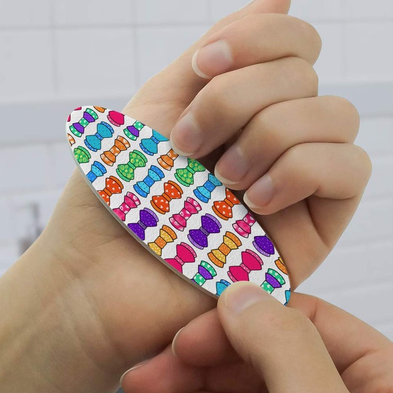 Girly Cute Colorful Bows Pattern Double-Sided Oval Nail File Emery