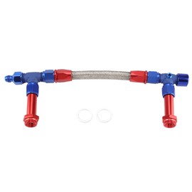 AN8 Braided Dual Feed Fuel Line Kit Carb Fittings for 4150 Based Carb W/ AN6 Adapter