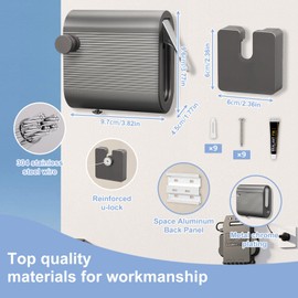 Qivine 4.2 m Clothesline Extendable Wall, 20 kg Weight Capacity, Stainless Steel Rope, Extendable Washing Line Balcony for Balcony, Laundry Room, Apartment (Grey)