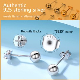 925 Sterling Silver Ball Stud Earrings Second Hole Earrings 7mm Sphere Second Ear Piercings Men Women Jewelry Gift