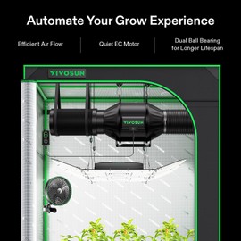 VIVOSUN T4 4" Inline Duct Fan & 3 Cycle Modes E12 Speed Controller, AeroZesh Grow Tent Kit Ventilation Fan with 210 CFM EC Motor, Programmable Exhaust Fan for Heating Cooling Booster, Hydroponics