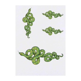4 x 'Green Snake' Temporary Tattoos - Water Resistant, Skin-Safe, Non-Toxic Transfers, Mixed Sizes (TO00041739)