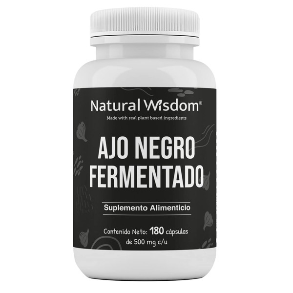 Natural Wisdom Ajo Negro Natural Fermentado Sistema Inmune Digestivo Circulación | Suplementos Alimenticios Fuente de Vitamina A y C, Fibra Calcio | Vegan Friendly