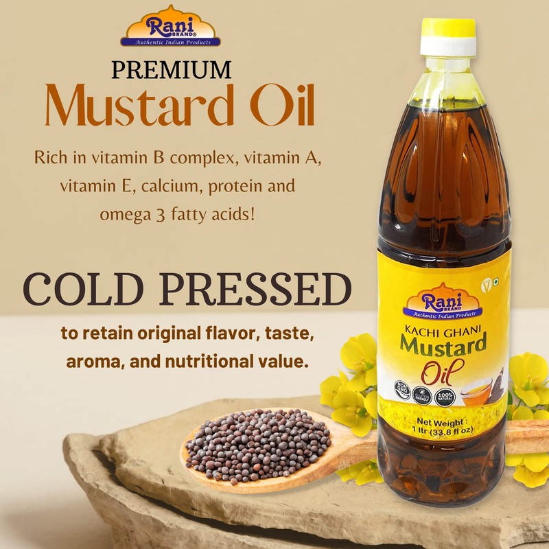 Rani Mustard Oil (Kachi Ghani) 16.9 Ounce (500ml) NON-GMO |