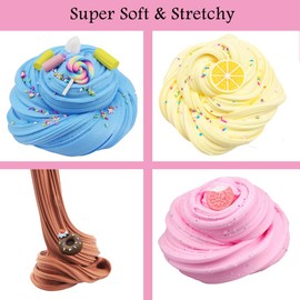 Butter Slime Kit 7pack for Party Favors, Birthday Gifts for Girl Boys, Stress Relief Slime Bulk for Easter Egg Basket fillings, Christmas Stocking Stuffers