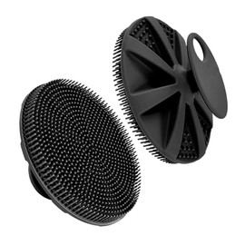 Cepillo Corporal De Silicon Textura Suave. Exfoliante corporal de silicona, Cepillo de limpieza de mano para la piel, Reemplaza esponja de baño. Cepillo para el cuidado de la piel. Color Negro.