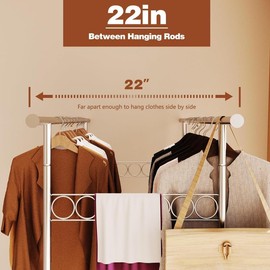 Deptok Clothes Rack, Heavy Duty Clothes Rack, Rolling Clothing Racks for Hanging Clothes, Industrial Grade, Adjustable Height, Heavy-Duty Metal Construction, Ideal for Home and Retail, Chrome Finish