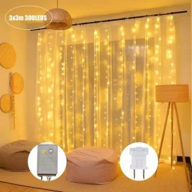 Yinlikede Cortinas Serie Luces 300 Led Navidad Decorativas Fiesta 3x3m