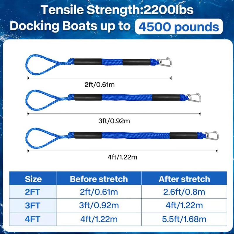 Bungee Dock Lines - Boat Ropes for Docking with 316