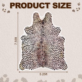 Drydiet 5.25ft x 7.55ft Leopard Rug Cheetah Print Rugs Faux Animal Print Skin Cheetah Area Rug Non Slip Animals Printed Hide Mats Faux Animal Area Carpet Western Decor for Home Living Room Bedroom