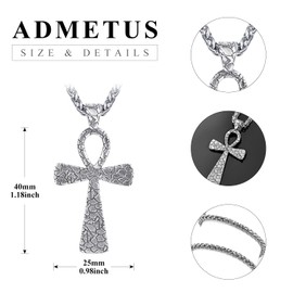 ADMETUS Ankh Necklace Men Sterling Silver Egyptian Necklace Crack Ankh Necklace Ankh Pendant Egyptian Jewelry Gifts for Men