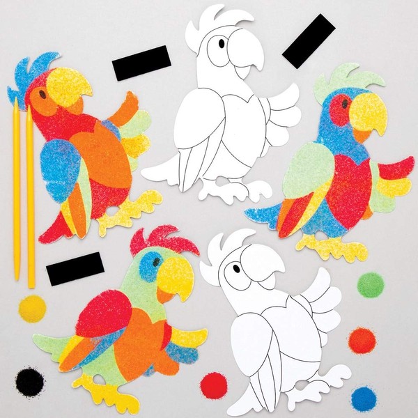 Baker Ross Sand Art Magnets Parrot Kids Craft Projects (Pack