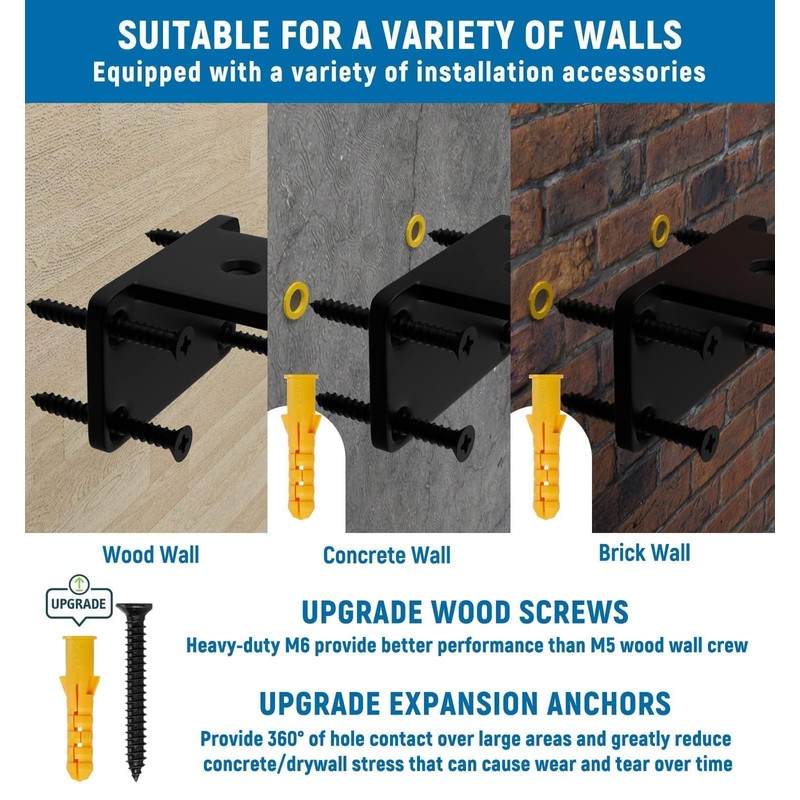 LEOPO 12 inch 6 Pack Floating Shelf Brackets, 1/5” Thick