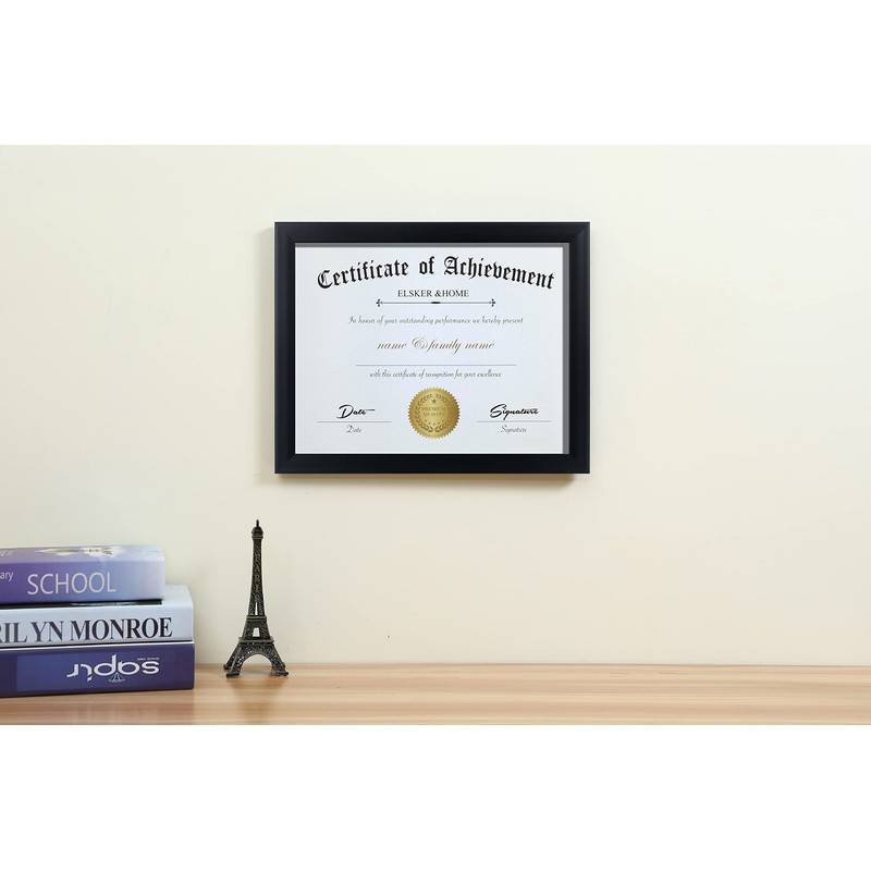 ELSKER&HOME 8.5x11 Certificate Frame - Classic Black Color Frame -