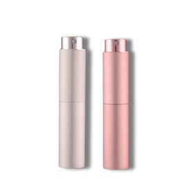 ASADAYS Parfümzerstäuber-Reiseflasche – 10 ml tragbare Reisesprühflasche auslaufsicherer Mini-Parfümzerstäuber mit Düse und Tropfer geeignet für Männer und Frauen (Silver+Pink)