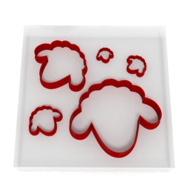 Set of 5 Sheep Head Cutters Fondant Polymer Cookie Icing Crafts Clay