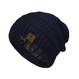 American Trends Baby Beanie Toddler Winter Hat Kint Warm Cap for Kids Double Layer Newborn Hats Infant 0-12 Months Navy Blue S